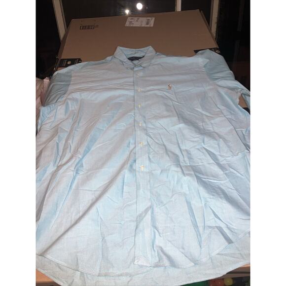 Ralph Lauren Men's Blue XXL Long Sleeve Button‎ Down Shirt, Solid, Brown Pony - Picture 1 of 16